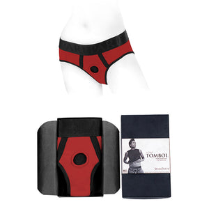 SpareParts Tomboi Nylon Briefs Harness- Red/Black