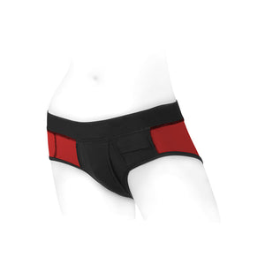 SpareParts Tomboi Nylon Briefs Harness- Red/Black