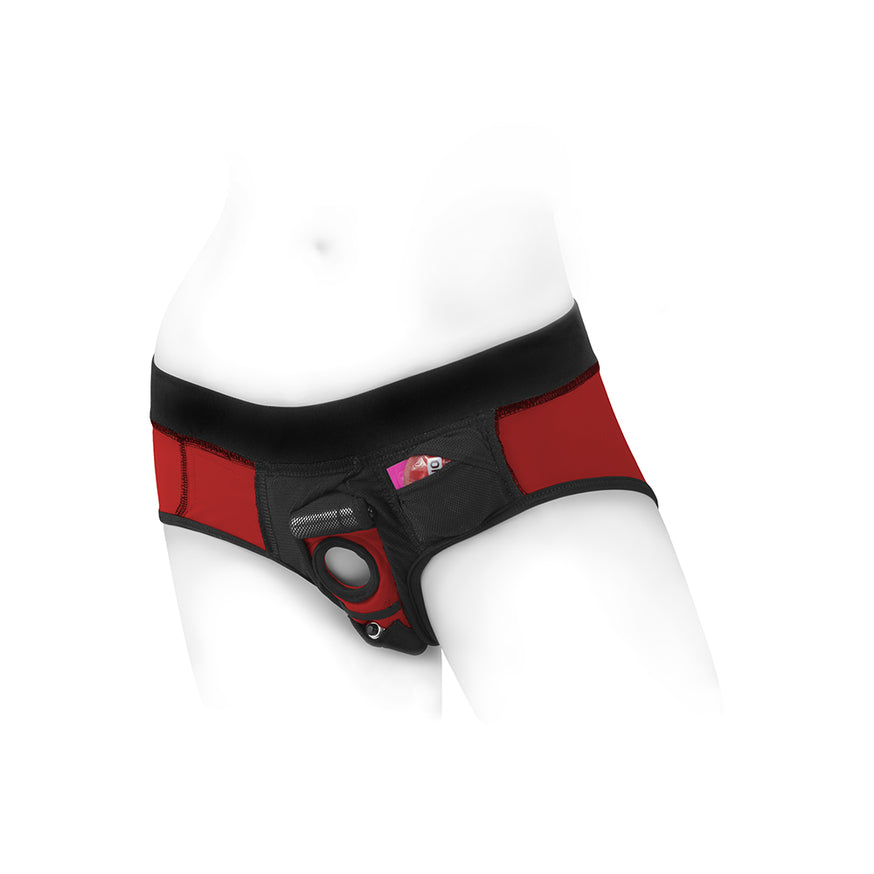 SpareParts Tomboi Nylon Briefs Harness- Red/Black