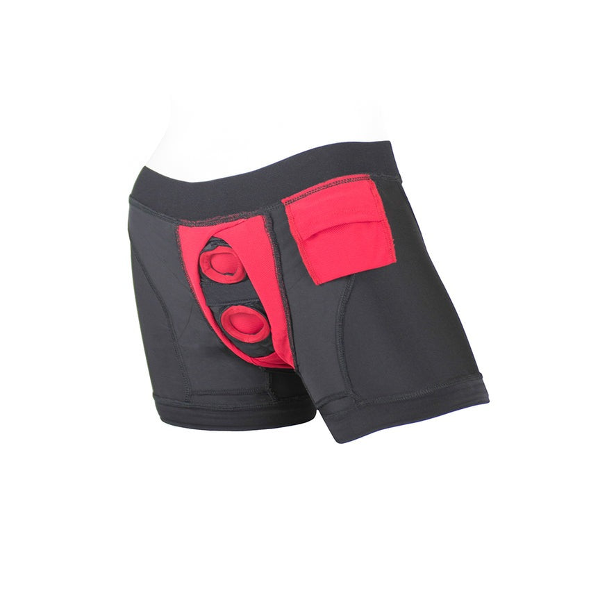 SpareParts Tomboii Nylon Boxer Briefs Harness- Black/Red