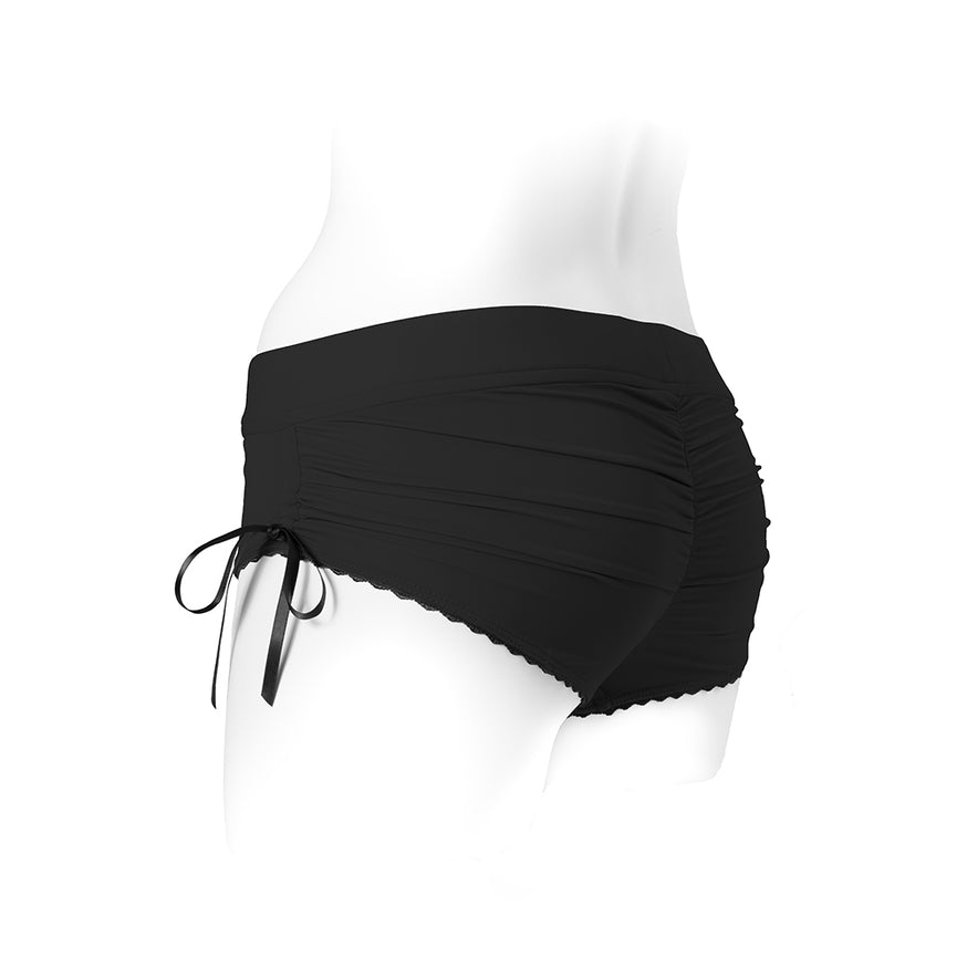 SpareParts Sasha Cinch Booty Short Harness- Black