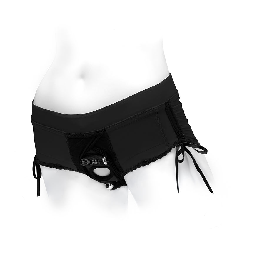 SpareParts Sasha Cinch Booty Short Harness- Black