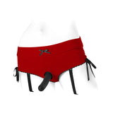 SpareParts Sasha Cinch Booty Short Harness- Red/Black