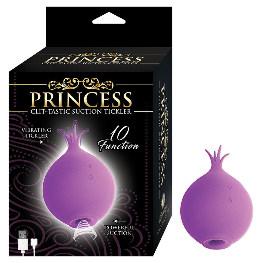 Princess Clit-Tastic Suction Tickler Rechargeable Silicone Vibrator- Lavender