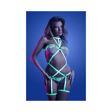 Fantasy Lingerie Glow Night Vision Lace Strappy Teddy