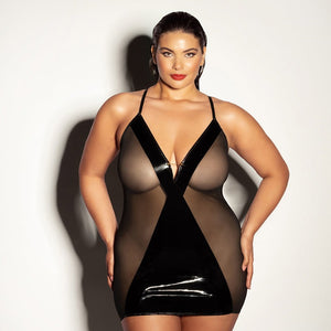 Oh La La Cheri Finesse Soft Cup Fitted Vinyl and Mesh Babydoll