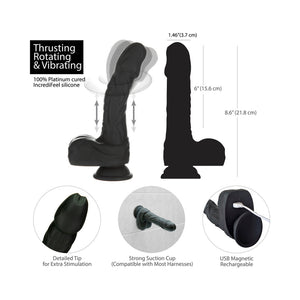 Naked Addiction Noir 8.6 in. Rotating and Thrusting Vibrating Dildo with Remote