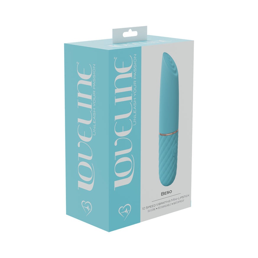 LoveLine Beso 10 Speed Vibrating Mini-Lipstick Vibrator- Blue