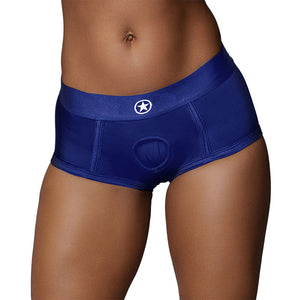 Ouch! Vibrating Strap-on Brief- Royal Blue