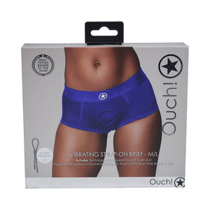 Ouch! Vibrating Strap-on Brief- Royal Blue