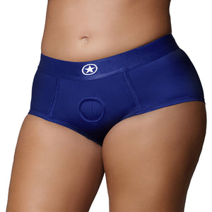 Ouch! Vibrating Strap-on Brief- Royal Blue