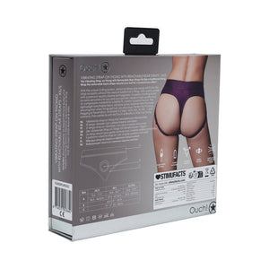 Ouch! Vibrating Strap-on Thong with Removable Butt Straps- Purple