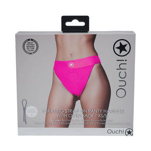 Ouch! Vibrating Strap-on Panty Harness with Open Back- Pink