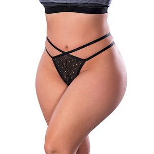 Magic Silk Glitz & Glam Split Crotch Thong- Black