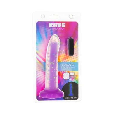 Addiction Rave 8 in. Bendable Glow-in-the-Dark Dildo- Purple Confetti