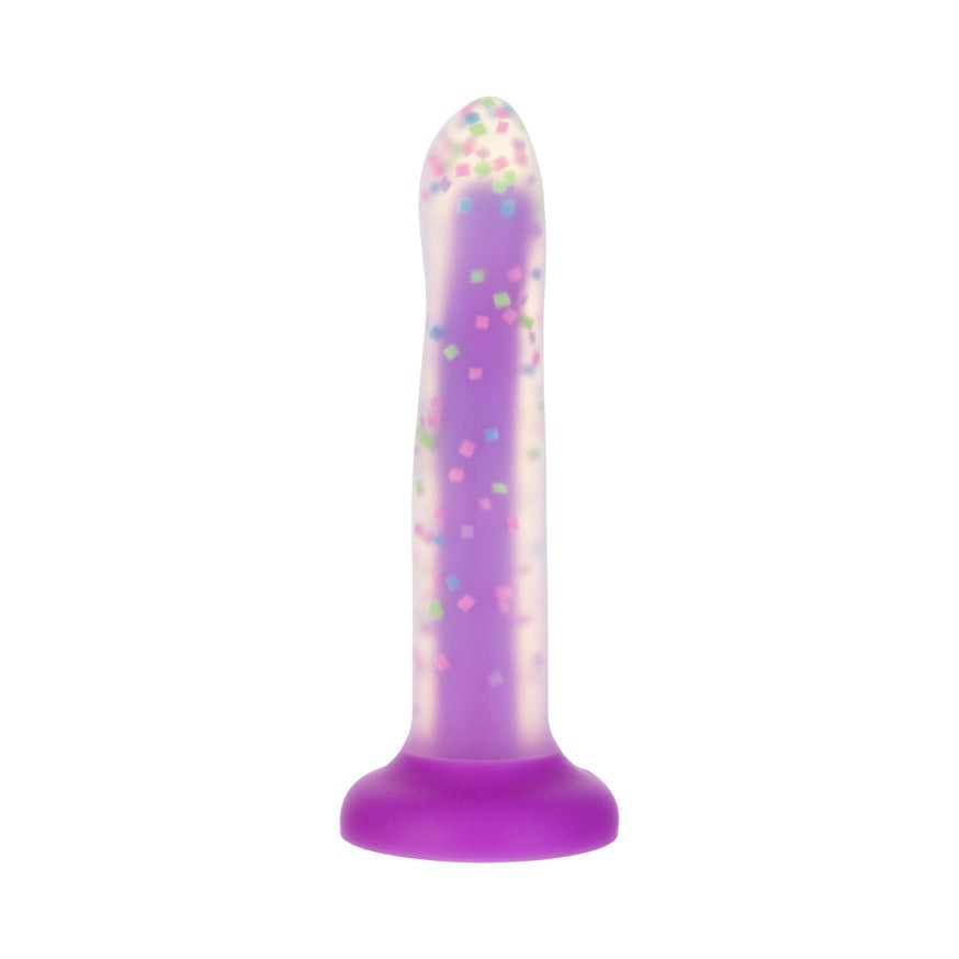 Addiction Rave 8 in. Bendable Glow-in-the-Dark Dildo- Purple Confetti