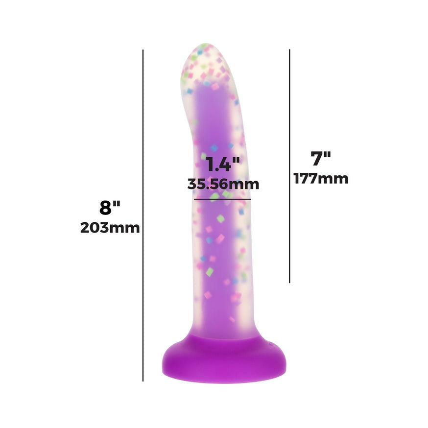 Addiction Rave 8 in. Bendable Glow-in-the-Dark Dildo- Purple Confetti