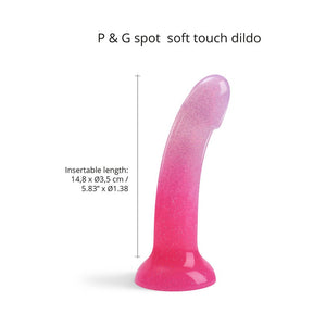 Love to Love Dildolls Sunrise 6in. Silicone Dildo with Multicolor Star Glitter Pink/Purple