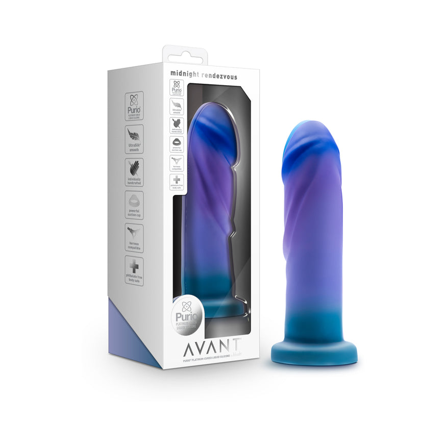 Avant Midnight Rendezvous 7.5 in. Dildo- Ocean Blue