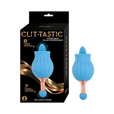 Clit-Tastic Rose Bud Dual Massager- Blue