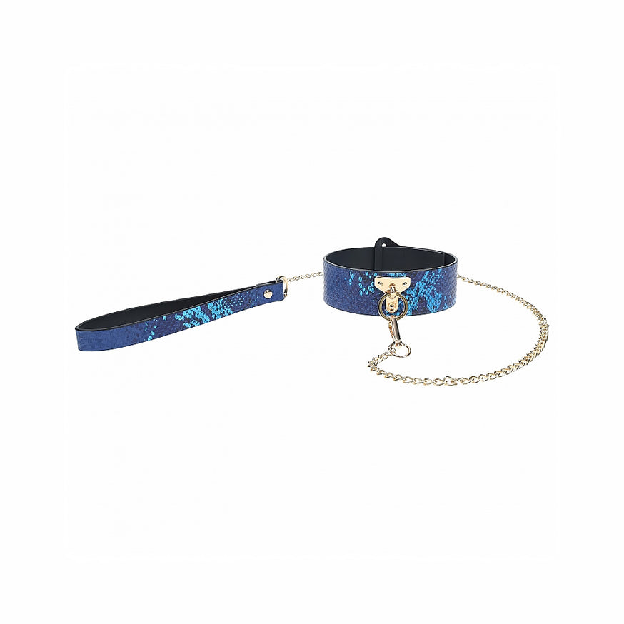 Ouch! International Florence Collection Collar with Leash- Blue