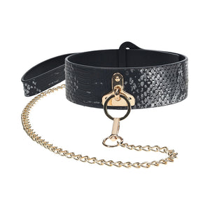 Ouch! International Florence Collection Collar with Leash- Black