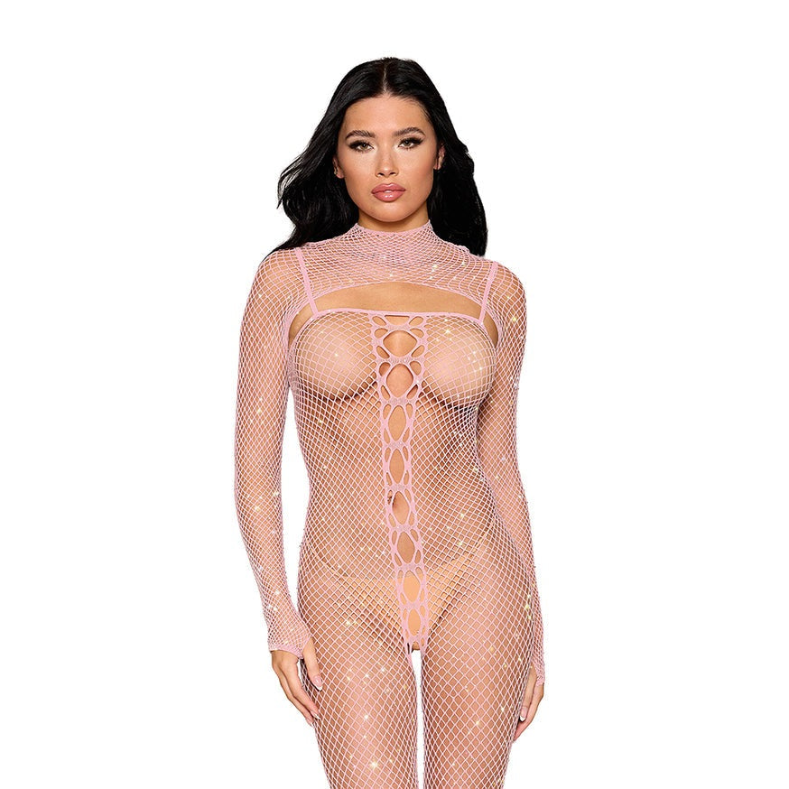 Dreamgirl Fishnet Bodystocking and Shrug- Rose Quartz