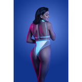 Fantasy Lingerie Glow Prismatic Iridescent Cut-Out Harness Bodysuit