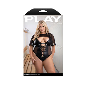 Fantasy Lingerie Play Go Deep 2-Piece Football Costume Set Black