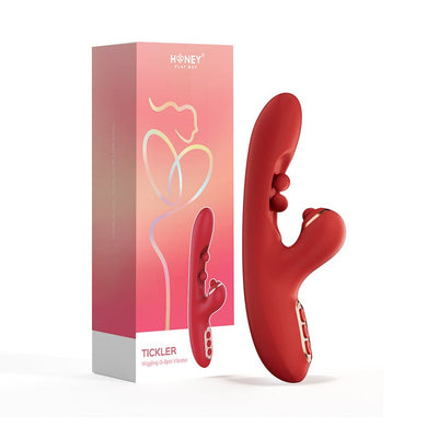 Honey Play Box Tickler Wiggling G-Spot Vibrator & Tapping Clitoral Stimulator- Red