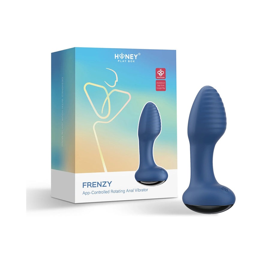 Honey Play Box Frenzy Pressure Sensing App-Controlled Rotating Butt Plug- Blue