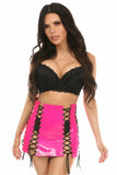 Hot Pink Patent Lace-Up Skirt w/Black Lacing