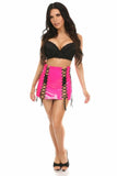 Hot Pink Patent Lace-Up Skirt w/Black Lacing