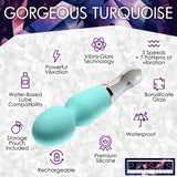 Prisms Vibra-Glass 10X Turquoise Dual Ended Silicone/Glass Wand