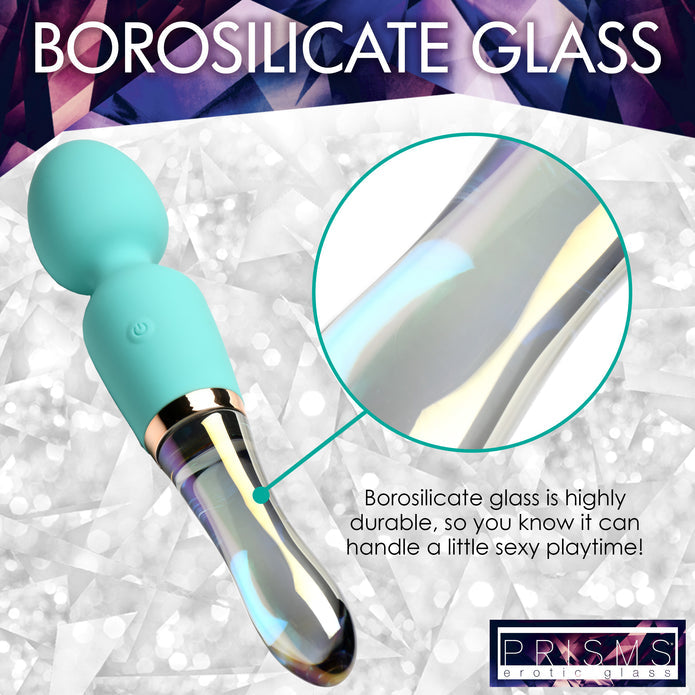 Prisms Vibra-Glass 10X Turquoise Dual Ended Silicone/Glass Wand