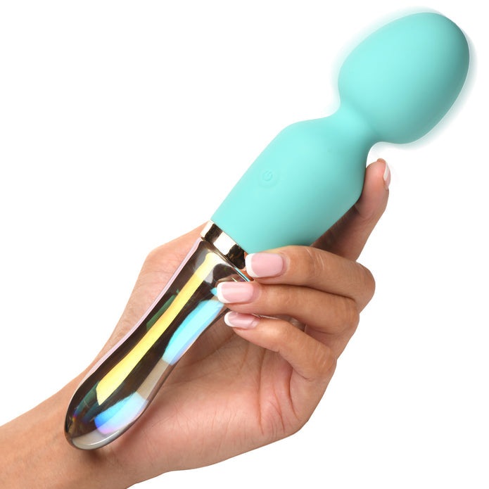 Prisms Vibra-Glass 10X Turquoise Dual Ended Silicone/Glass Wand