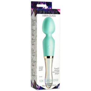 Prisms Vibra-Glass 10X Turquoise Dual Ended Silicone/Glass Wand