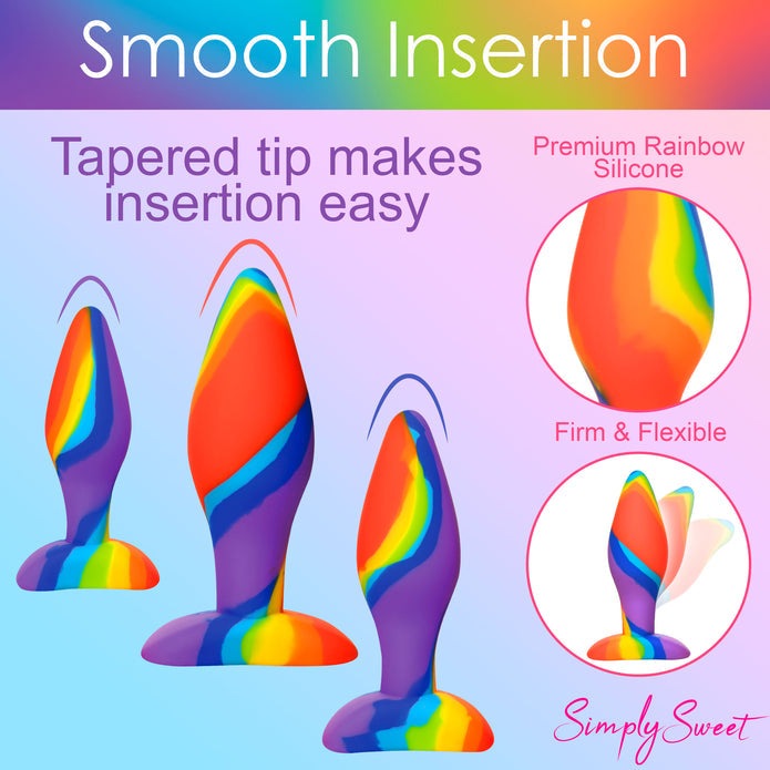 Simply Sweet Rainbow Silicone Butt Plug Set