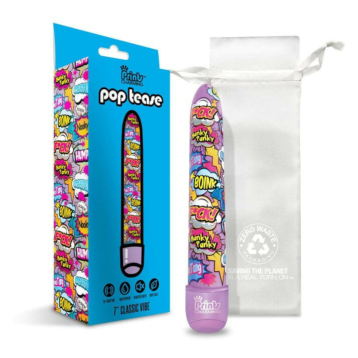 Pop Tease Classic Vibrator, F*ck, Purple w/storage bag