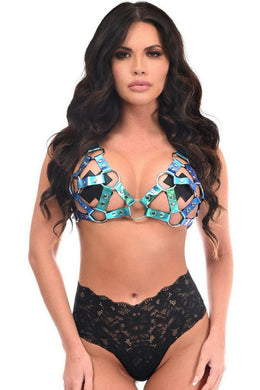 Blue/Teal Holo Strappy Bra Top