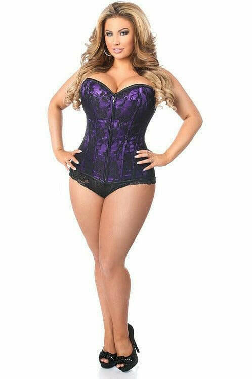 Lavish Purple Lace Front Zipper Corset