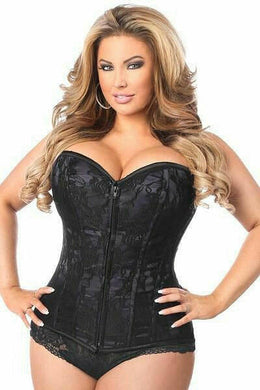 Lavish Black Lace Front Zipper Corset