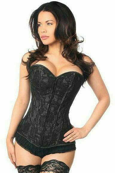 Lavish Black Lace Front Zipper Corset