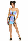 Lavish 2 PC Blue/Purple Holo Bustier & Skirt Set