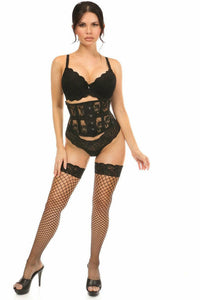 Lavish Black Sheer Lace Waist Cincher Corset