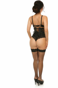 Lavish Black Sheer Lace Waist Cincher Corset