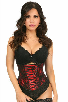 Lavish Red Lace-Up Under Bust Corset w/Black Lace