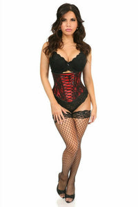 Lavish Red Lace-Up Under Bust Corset w/Black Lace