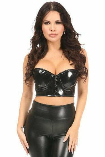 Lavish Black Patent PVC Underwire Short Bustier