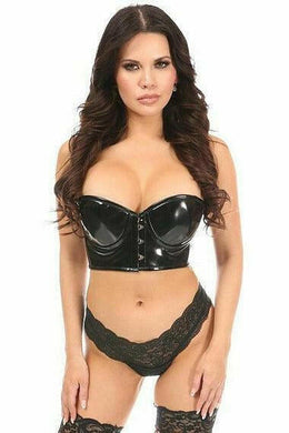 Lavish Black Patent PVC Underwire Short Bustier